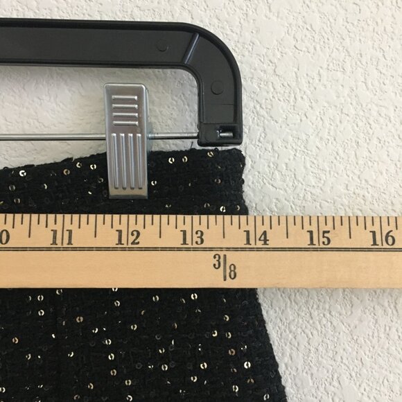 J. ING NWT Shimmer Tweed Party Mini Skirt Black Gold-Sequin Size Large - Picture 5 of 13